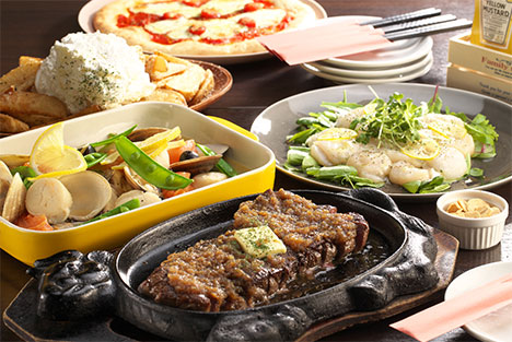 ステーキやピザが人気