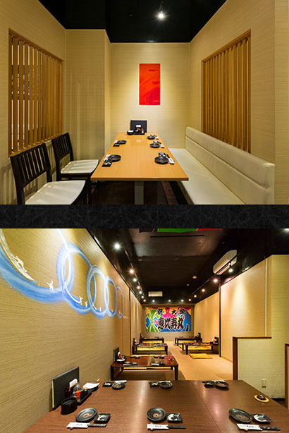 少人数の飲み会、大人数の宴会に対応可能な空間