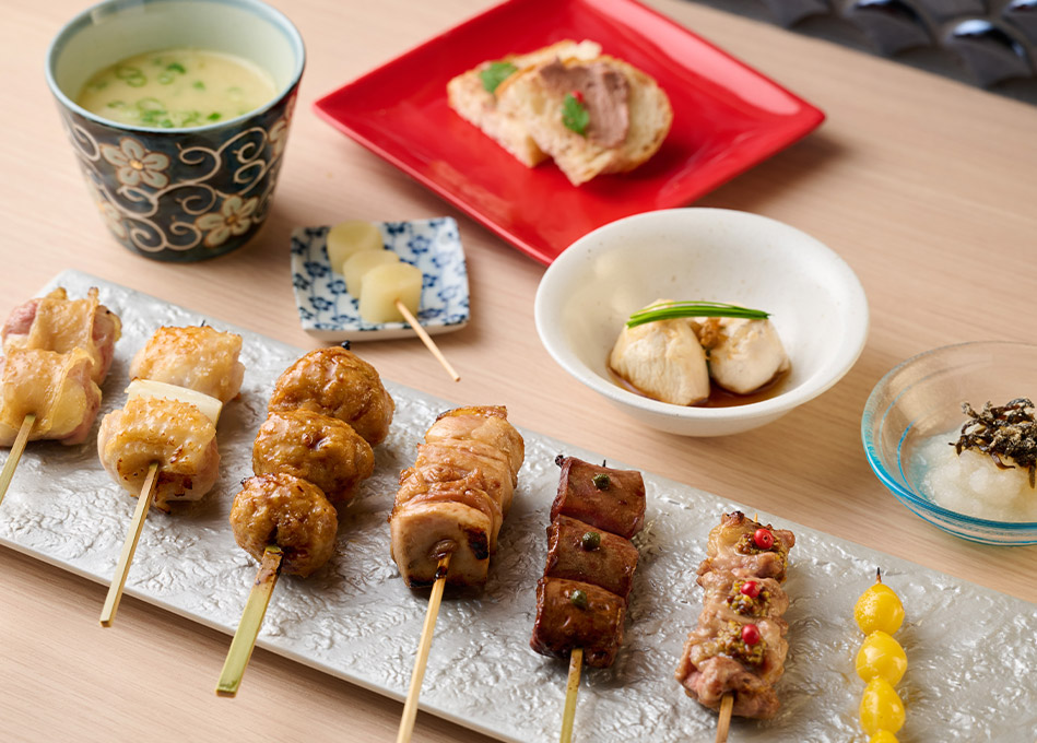 お昼から優雅に楽しめるランチ限定の焼き鳥コース