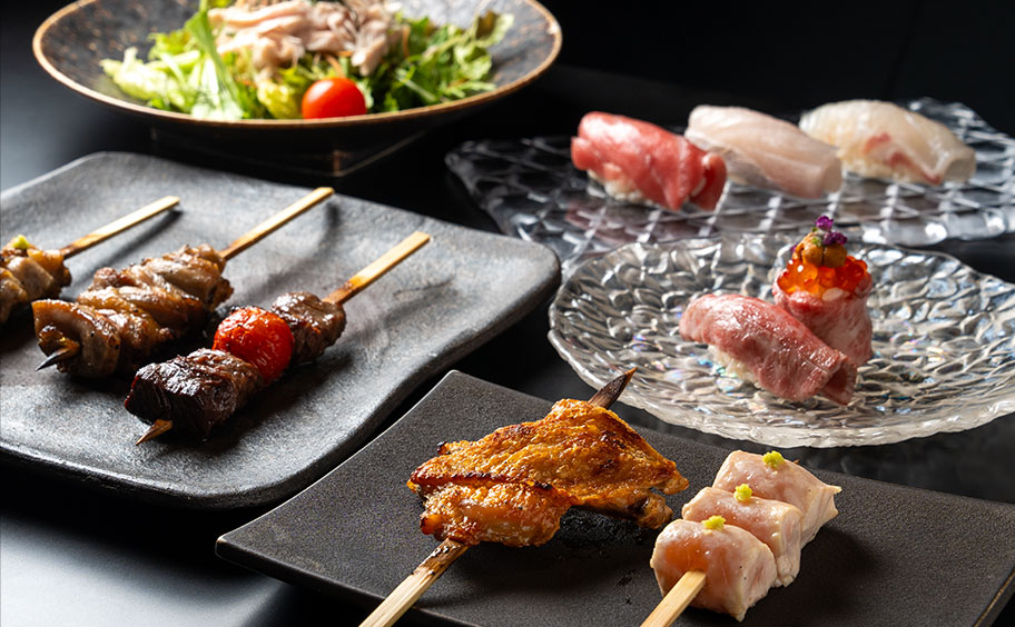 福岡市中央区・西鉄平尾駅周辺の居酒屋『平尾 焼き鳥 肉寿司 にく串や』の口コミレポート。ありたどりの串焼きと鮮度抜群の握り寿司が人気