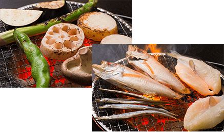 海鮮や野菜の七輪焼きもおすすめ