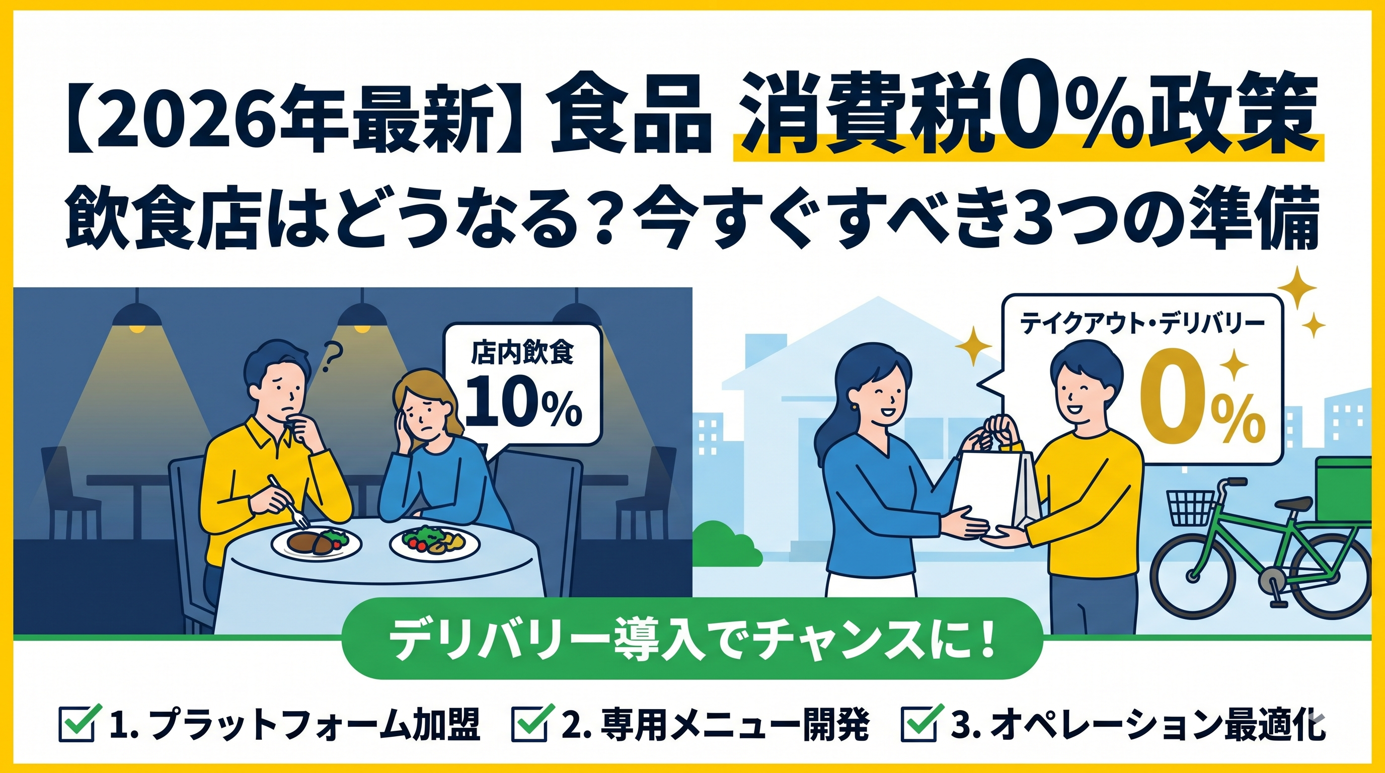 2026年最新】食品の消費税0%政策が飲食店に与える影響と、今すぐすべき